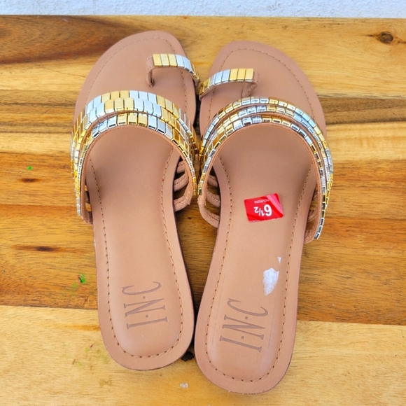 INC Jaylee Womens Embellished Toe Ring Slip-On Flat Sandals Size 6.5 - Picture 12 of 16